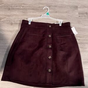 Maurices Deep Burgundy Mini Skirt with Buttons